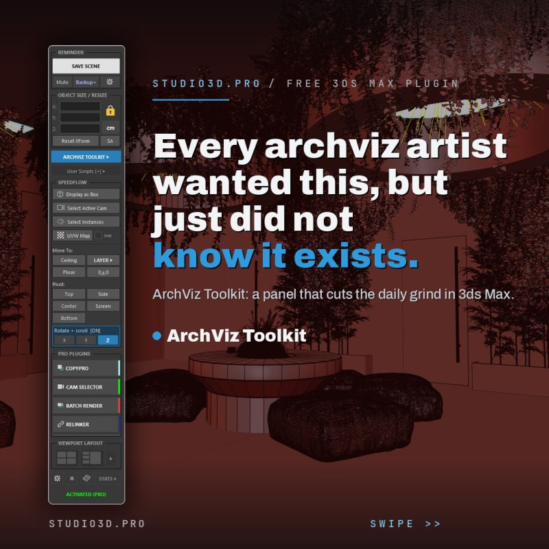 ArchViz Toolkit Free for 3ds Max - one-click archviz tools artists have been missing